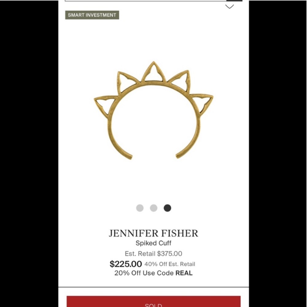 Jennifer fisher spike cuff bracelet. Adjustable. Gold.